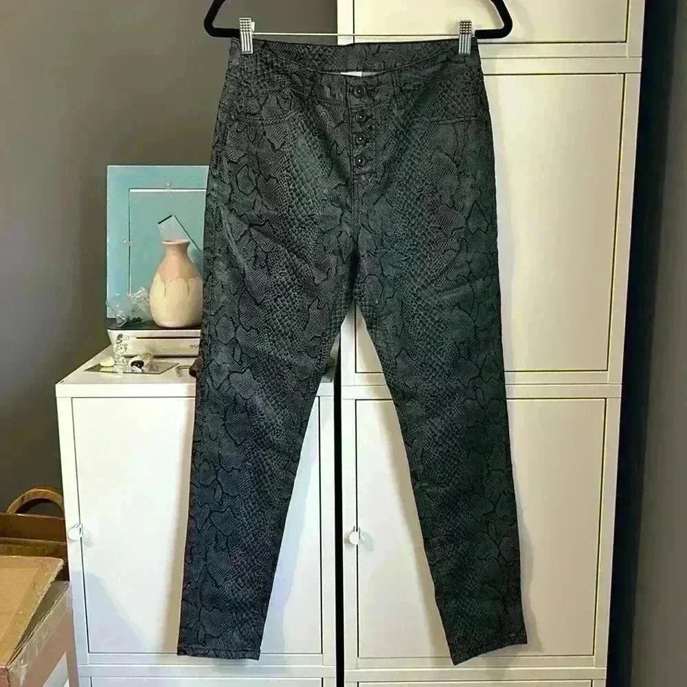 Snake Print Denim Pants